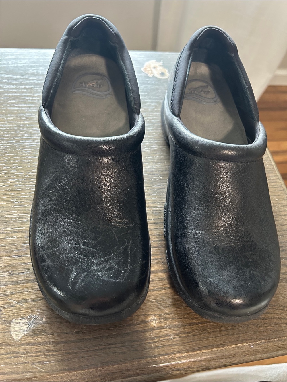 Dansko non slip Black Leather Slip-On Clogs